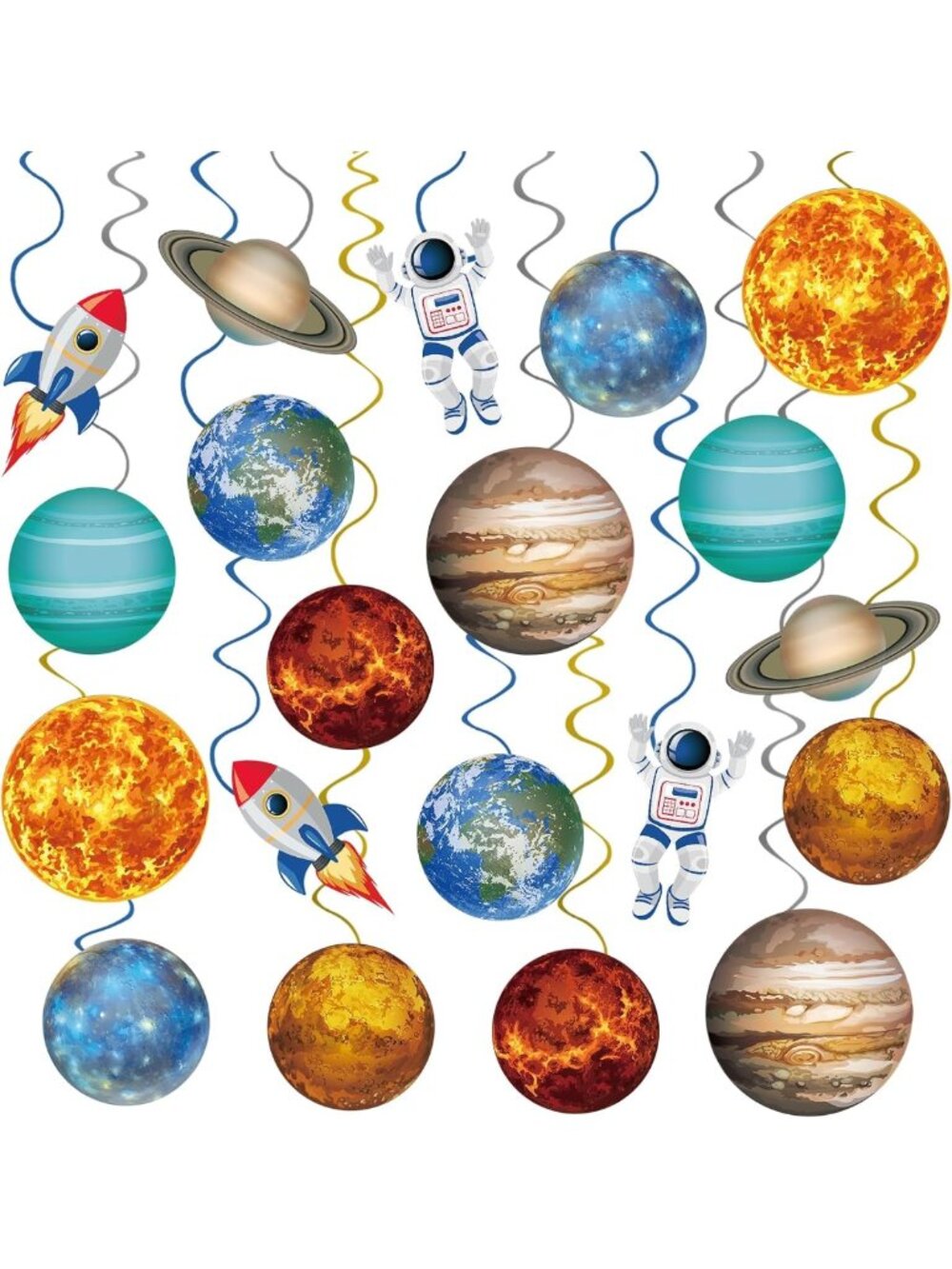 40Pcs Space Themed Hanging Swirl Decorations for Outer Space Birthday Party